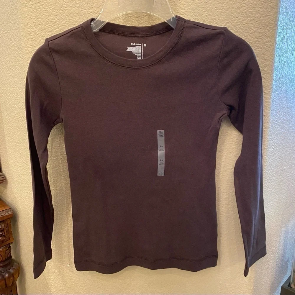 NWT~OLD NAVY Girls Brown Basic Long Sleeve Top Size M(8)